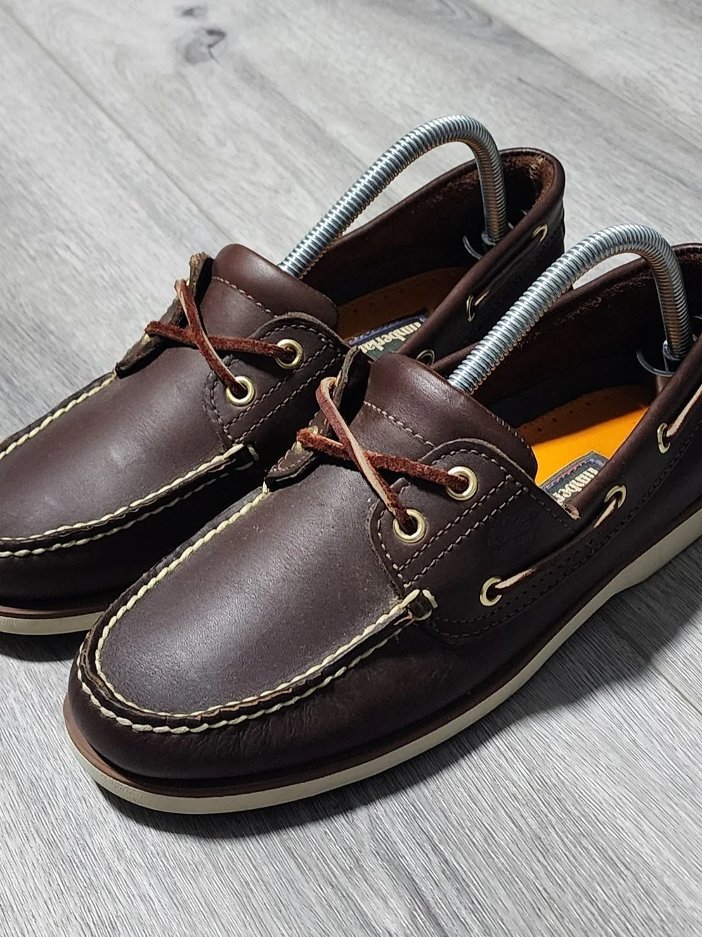 Timberland Classic 2 Eye Brown Leather Moc Toe Boat Shoes Loafers Mens Size 8